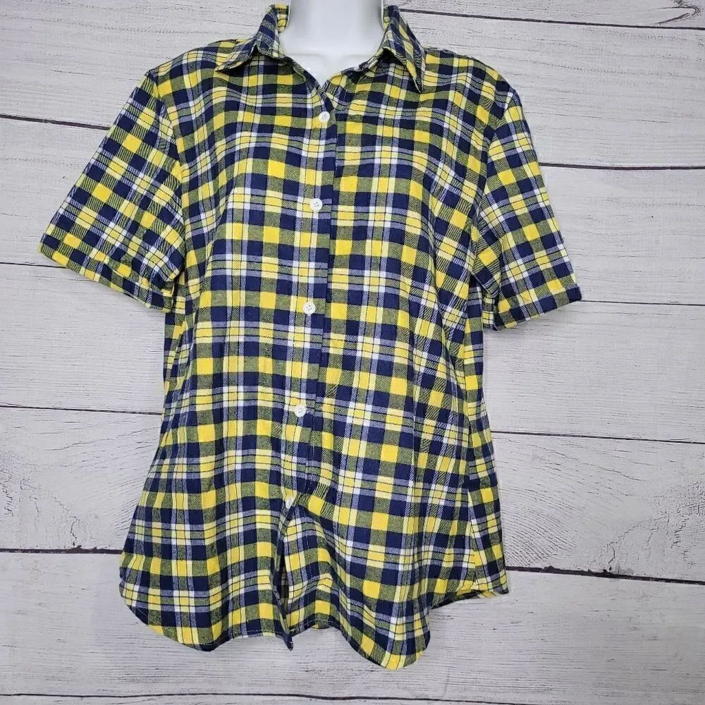 Women's Short Sleeves Plaid Shirt Small‎